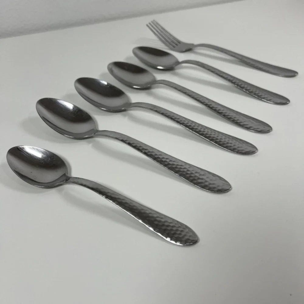 CORELLE COORDINATES  Lot of 6 Pieces HAMMERED 18/0 Stainless Flatware‎ MCM